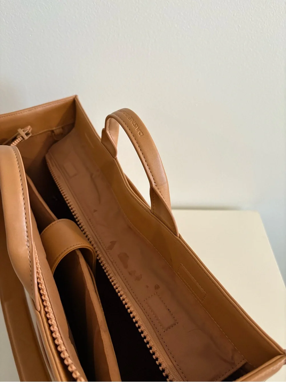 Dagne Dover || Large Daily Tote in Pinto Work Laptop Bag Tan Beige